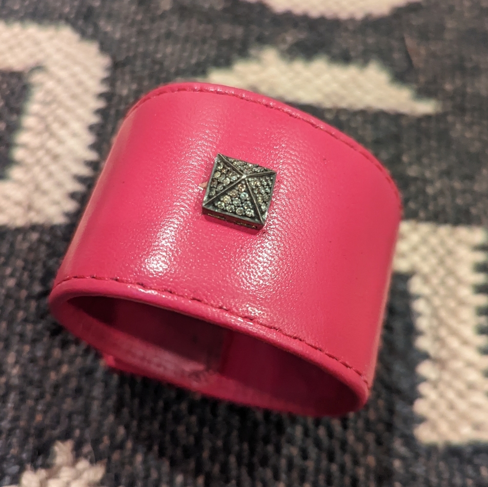 Leather and Diamond Cuff Bracelet